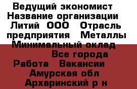 Ведущий экономист › Название организации ­ Литий, ООО › Отрасль предприятия ­ Металлы › Минимальный оклад ­ 24 000 - Все города Работа » Вакансии   . Амурская обл.,Архаринский р-н